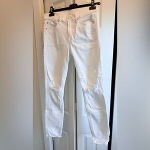 GAP True Skinny Mid Rise Jeans in White with Red Label